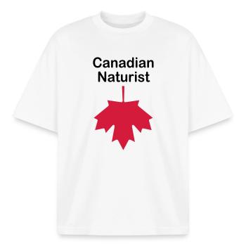 Canadian Naturist - Boxy Heavyweight Unisex Organic T-Shirt by Stanley/Stella - white - Front - AI Model Male 185 light (185cm) & AI Model Female 172 dark (172cm)
