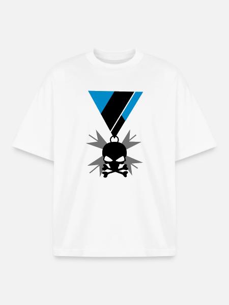 Skull skull and bones medal - Boxy Heavyweight Unisex Organic T-Shirt by Stanley/Stella - white