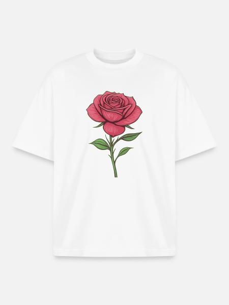 Elegant rose illustration for clothes - Boxy Heavyweight Unisex Organic T-Shirt by Stanley/Stella - white