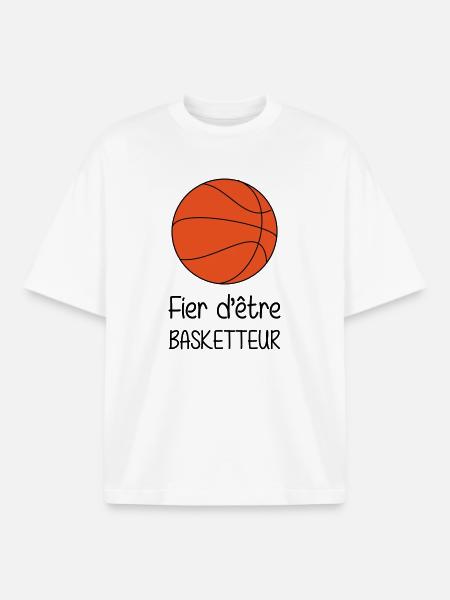 Fier d’être Basketteur - T-shirt unisexe boxy épais biologique Stanley/Stella - blanc