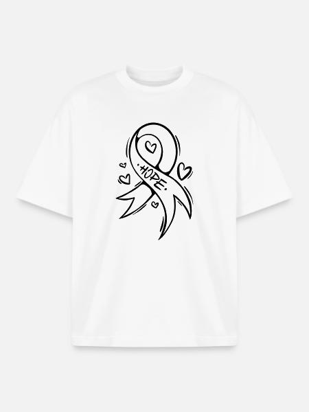 Hope Cancer Loop Heart - Boxy Heavyweight Unisex Organic T-Shirt by Stanley/Stella - white