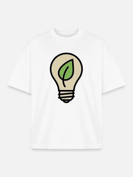 Light Bulb Leaf Eco Idea - Boxy Heavyweight Unisex Organic T-Shirt by Stanley/Stella - white