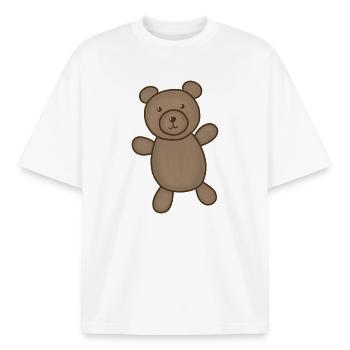 Cuddly Bear Brown Illustration - T-shirt unisexe boxy épais biologique Stanley/Stella - blanc - Devant - AI Model Male 185 light (185cm) & AI Model Female 172 dark (172cm)