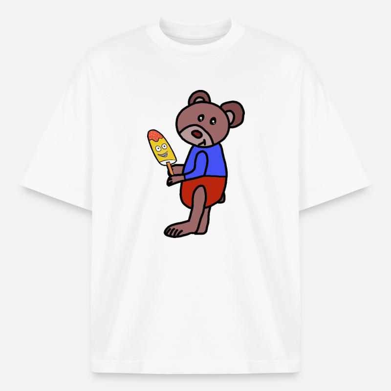 Bär Teddy  Eiskrem  Eis Kind - Boxy Heavyweight Unisex Organic T-Shirt by Stanley/Stella - white