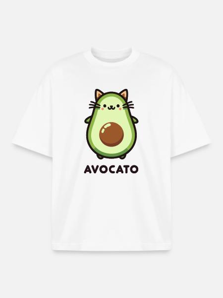 Schattig Avocato kat vriend woordspeling ontwerp - Unisex boxy heavyweight biologisch T-shirt Stanley/Stella - wit