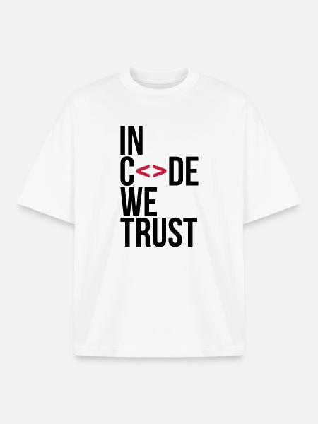 in code we trust ! - Boxy Heavyweight Unisex Organic T-Shirt by Stanley/Stella - white