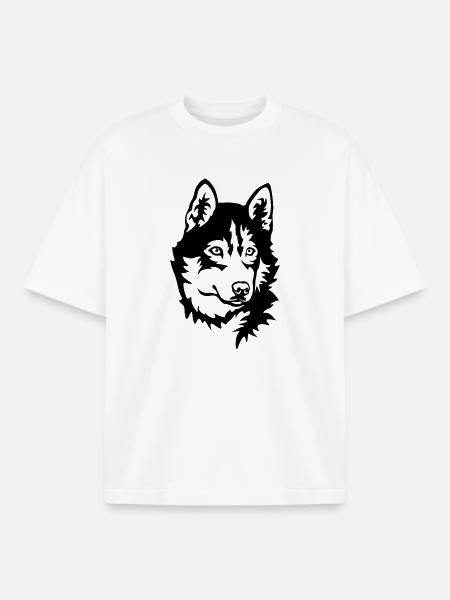 Husky Head - Boxy Heavyweight Unisex Organic T-Shirt by Stanley/Stella - white