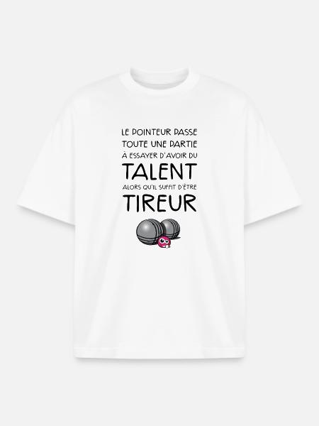 boules tireur dicton - T-shirt unisexe boxy épais biologique Stanley/Stella - blanc