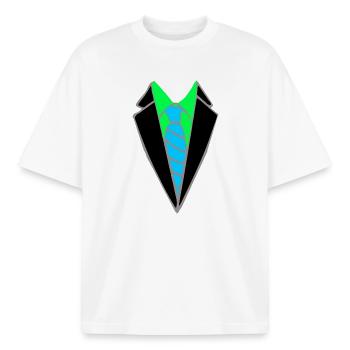 Neon Sakko mit blauer Krawatte - Boxy Heavyweight Unisex Organic T-Shirt von Stanley/Stella - Weiß - Vorne - AI Model Male 185 light (185cm) & AI Model Female 172 dark (172cm)