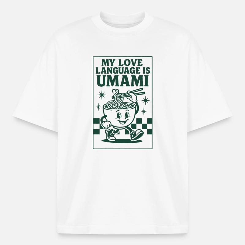 Umami, c’est l’amour | Nouilles ramen - T-shirt unisexe boxy épais biologique Stanley/Stella - blanc