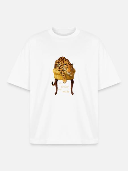 Müder Leopard auf Samtkissen - Boxy Heavyweight Unisex Organic T-Shirt von Stanley/Stella - Weiß
