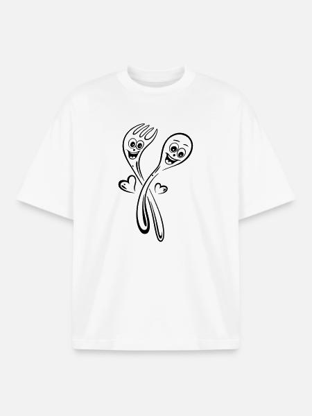 Löffel und Gabel mit Herzen. - Boxy Heavyweight Unisex Organic T-Shirt von Stanley/Stella - Weiß