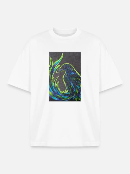 Phoenix in neon plumage - Boxy Heavyweight Unisex Organic T-Shirt by Stanley/Stella - white
