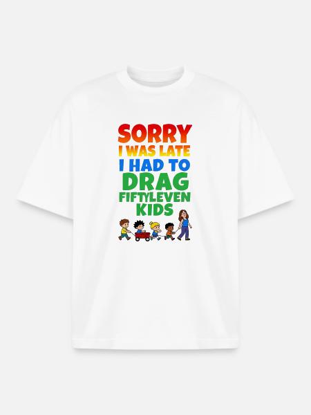 Late because the children are pulling - Boxy Heavyweight Unisex Organic T-Shirt by Stanley/Stella - white