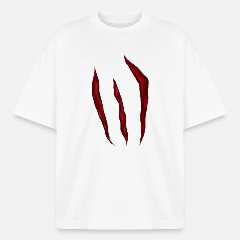 Blood-red scratch marks - Heavyweight Boxy Unisex T-Shirt by Stanley/Stella - white