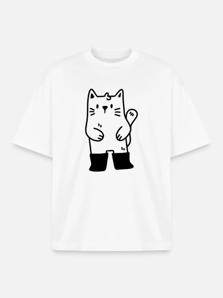 Cat in boots - Boxy Heavyweight Unisex Organic T-Shirt by Stanley/Stella - white
