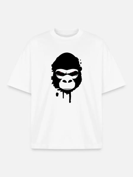 gorilla head Graffiti - Boxy Heavyweight Unisex Organic T-Shirt by Stanley/Stella - white