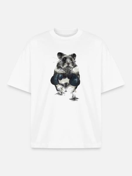 Kampfgeist Hamster im Boxring - Boxy Heavyweight Unisex Organic T-Shirt von Stanley/Stella - Weiß