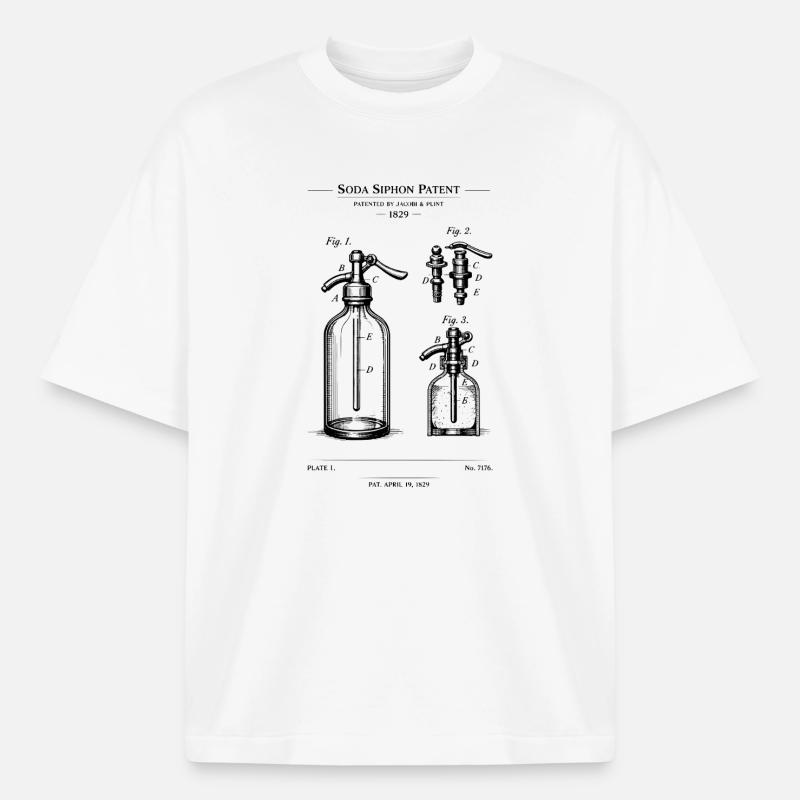 Conception du plan de Soda Siphone - T-shirt unisexe épais coupe boxy Stanley/Stella - blanc