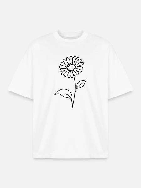 Botanical flower with fine leaves - Boxy Heavyweight Unisex Organic T-Shirt by Stanley/Stella - white