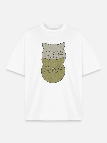 katzen zwillinge - Boxy Heavyweight Unisex Organic T-Shirt von Stanley/Stella - Weiß