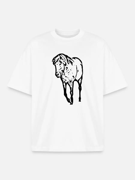 Horses T-shirt Gift Rider - Boxy Heavyweight Unisex Organic T-Shirt by Stanley/Stella - white