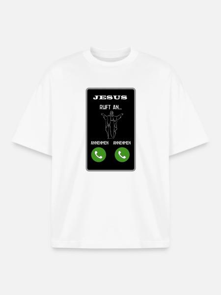 Jesus ruft an - Boxy Heavyweight Unisex Organic T-Shirt von Stanley/Stella - Weiß