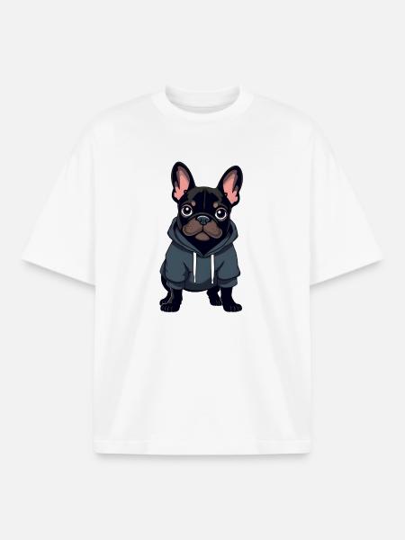 Bouledogue français - T-shirt unisexe boxy épais biologique Stanley/Stella - blanc