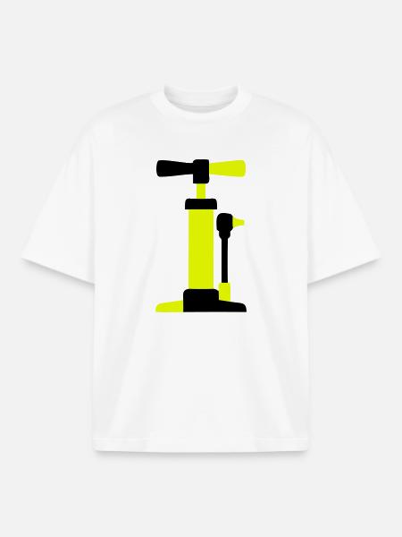 Bicycle Air Pump Graphic - Boxy Heavyweight Unisex Organic T-Shirt by Stanley/Stella - white