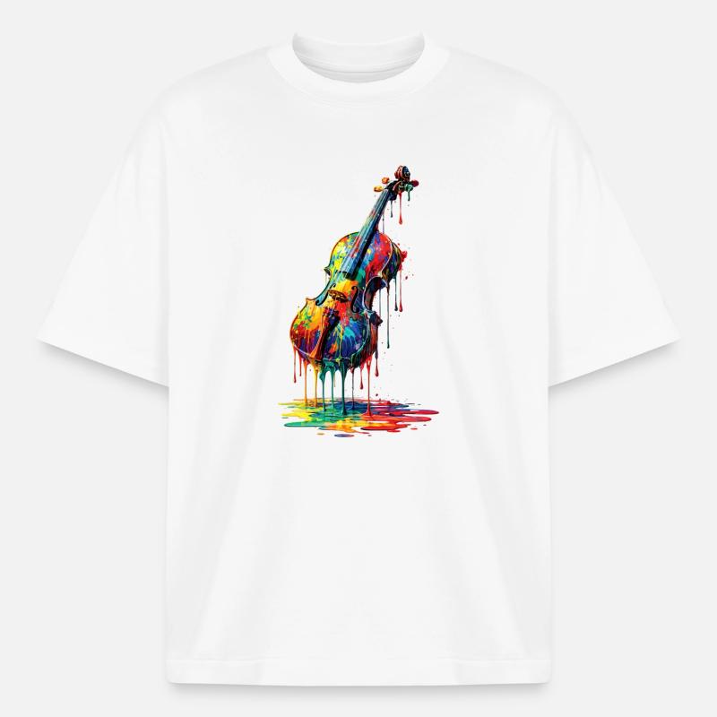 Geige mit tropfender Farbe - Boxy Heavyweight Unisex Organic T-Shirt von Stanley/Stella - Weiß