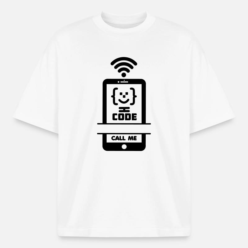 Call me phone coder gezchtje - Boxy Heavyweight Unisex Organic T-Shirt von Stanley/Stella - Weiß