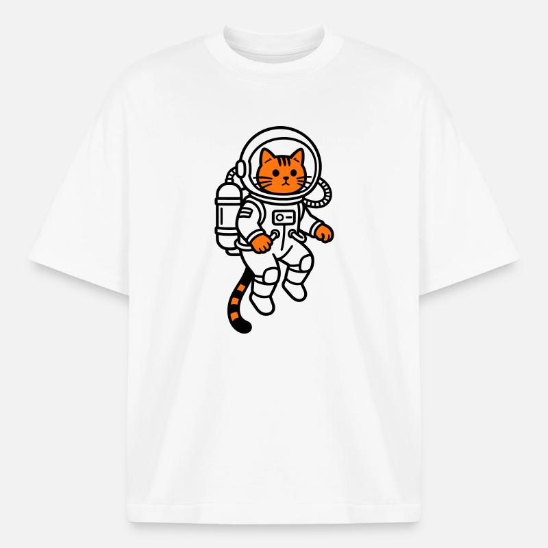 Le chat dans l’espace - T-shirt unisexe épais coupe boxy Stanley/Stella - blanc