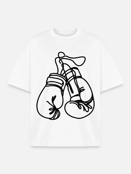 Boxing Gloves Sketch - Boxy Heavyweight Unisex Organic T-Shirt by Stanley/Stella - white
