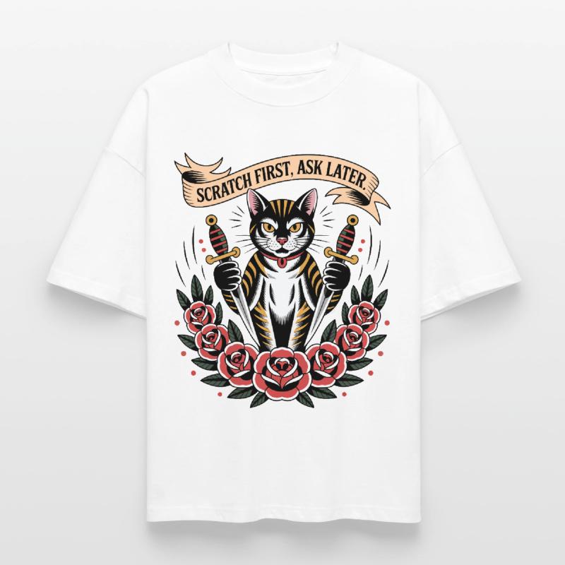 Scratch First Cat Heavyweight Boxy Unisex T-Shirt by Stanley/Stella