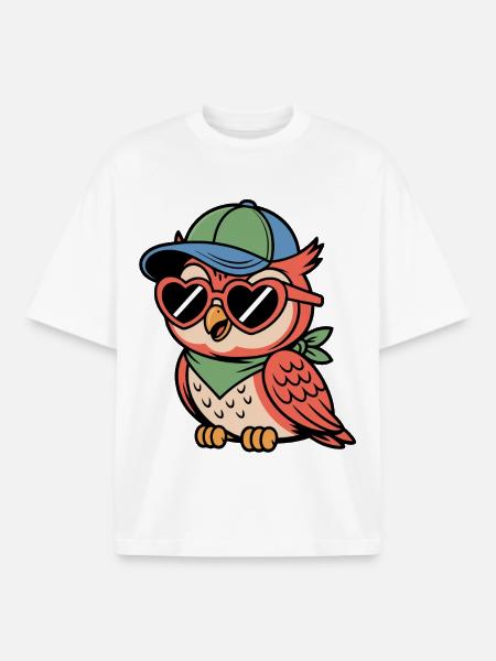 Sonnenbrillen-Eule im Retro-Look - Boxy Heavyweight Unisex Organic T-Shirt von Stanley/Stella - Weiß