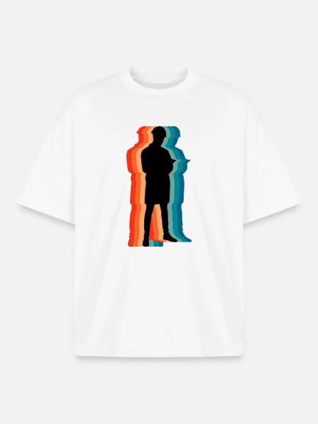Civil Engineer Retro Silhouette Professional Art - Boxy Heavyweight Unisex Organic T-Shirt by Stanley/Stella - white