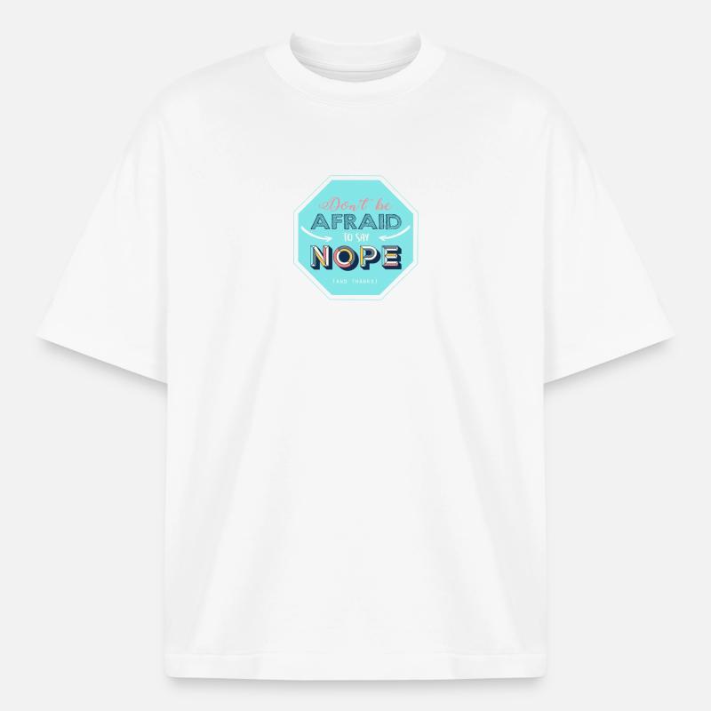 Nope design - Heavyweight Boxy Unisex T-Shirt by Stanley/Stella - white