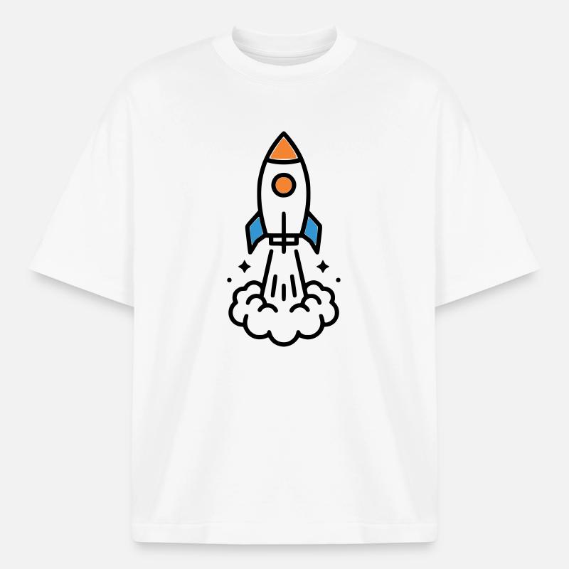 Rocket Launch Space Comic - Heavyweight Boxy Unisex T-Shirt by Stanley/Stella - white