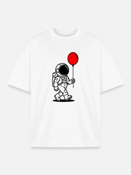 Astronaut with balloon - Boxy Heavyweight Unisex Organic T-Shirt by Stanley/Stella - white