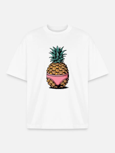 Pineapple in Pink - Boxy Heavyweight Unisex Organic T-Shirt by Stanley/Stella - white