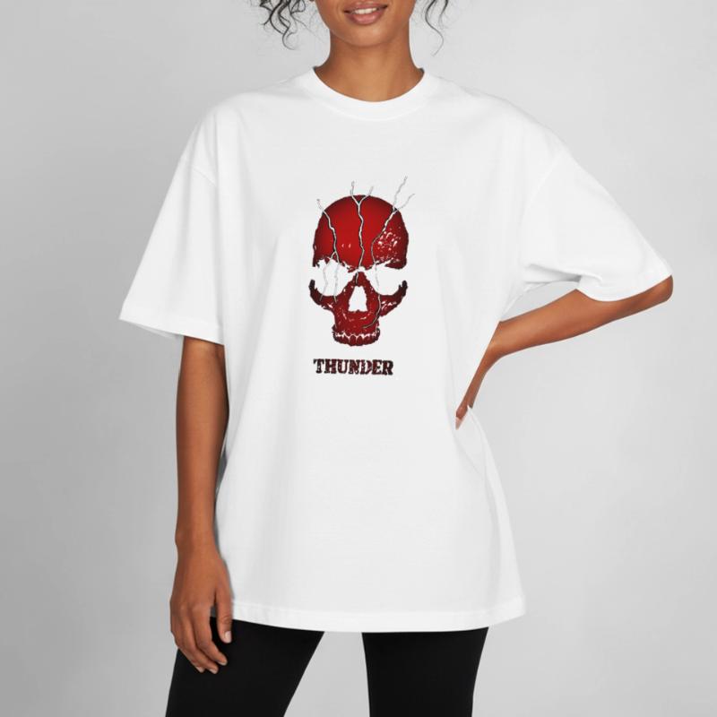 Exploding Thunder Skull Heavyweight Boxy Unisex T-Shirt by Stanley/Stella