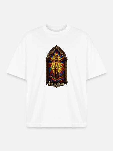 Resurrection He is Risen Easter Jesus - Boxy Heavyweight Unisex Organic T-Shirt by Stanley/Stella - white