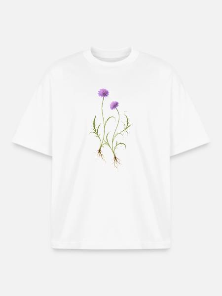 Meadow Flower Nature Illustration - Boxy Heavyweight Unisex Organic T-Shirt by Stanley/Stella - white
