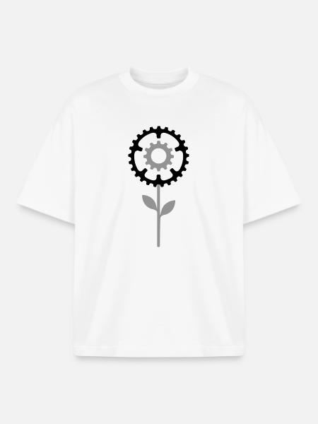 Chainring Blossom – Bicycle Flower - Boxy Heavyweight Unisex Organic T-Shirt by Stanley/Stella - white