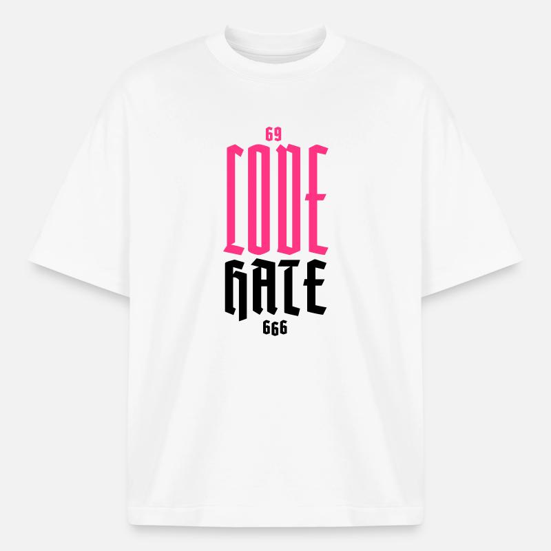 Gothic Neon CODE Vertical - Heavyweight Boxy Unisex T-Shirt by Stanley/Stella - white