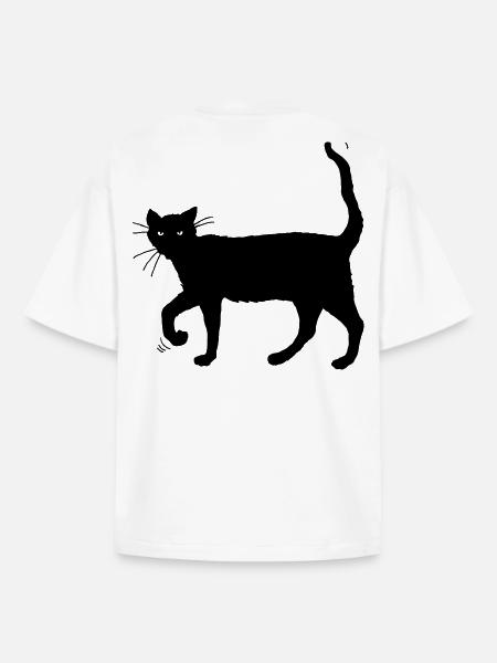 Schwarze Katze - Boxy Heavyweight Unisex Organic T-Shirt von Stanley/Stella - Weiß