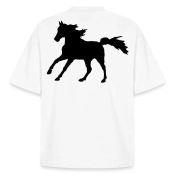 Pferd Vollblutaraber Galopp, edler Asil Araber - Boxy Heavyweight Unisex Organic T-Shirt von Stanley/Stella - Weiß - Hinten - AI Model Male 185 light (185cm)