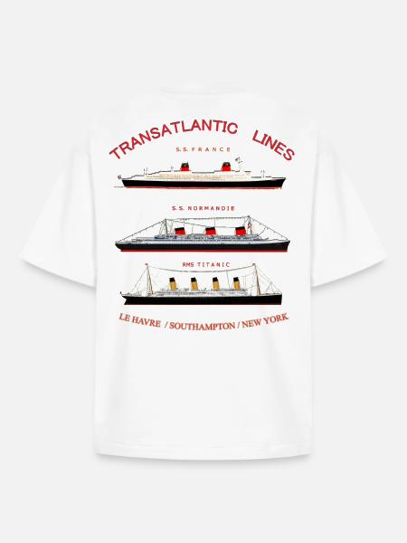 LINER FRANKRIG NORMANDIE TITANIC Louis RUNEMBERG - Stanley/Stella unisex boxy heavyweight T-shirt økologisk - hvid