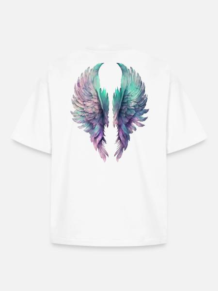 Iridescent Pastel Wings - Boxy Heavyweight Unisex Organic T-Shirt by Stanley/Stella - white
