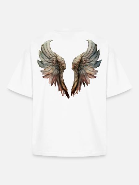 Ailes Aquarelle Pastel - T-shirt unisexe boxy épais biologique Stanley/Stella - blanc